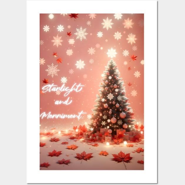 Starlight Merriment: Whimsical Christmas Tree Tee Wall Art by TimeWarpWildlife